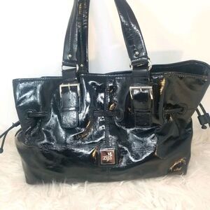 Zija Bkack Shiny Tote/Shoulder Bag.